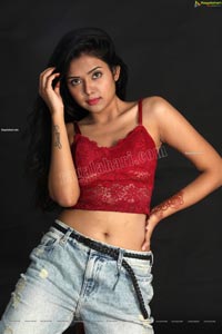 Swati Mandal in Black Crop Top and Ripped Jeans