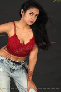 Swati Mandal in Black Crop Top and Ripped Jeans