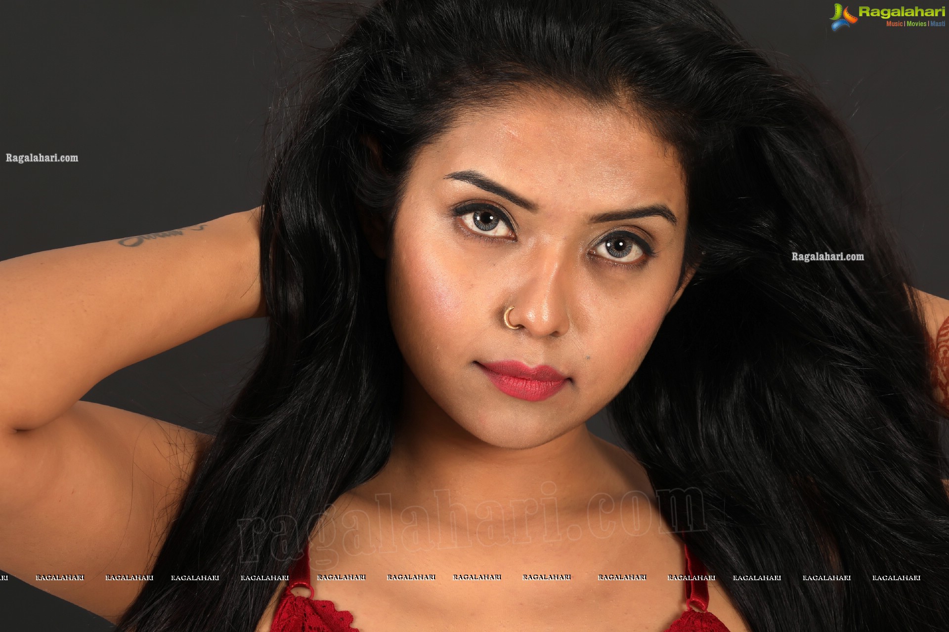 Swati Mandal in Red Lace Crop Top and Jeans Exclusive Photo Shoot