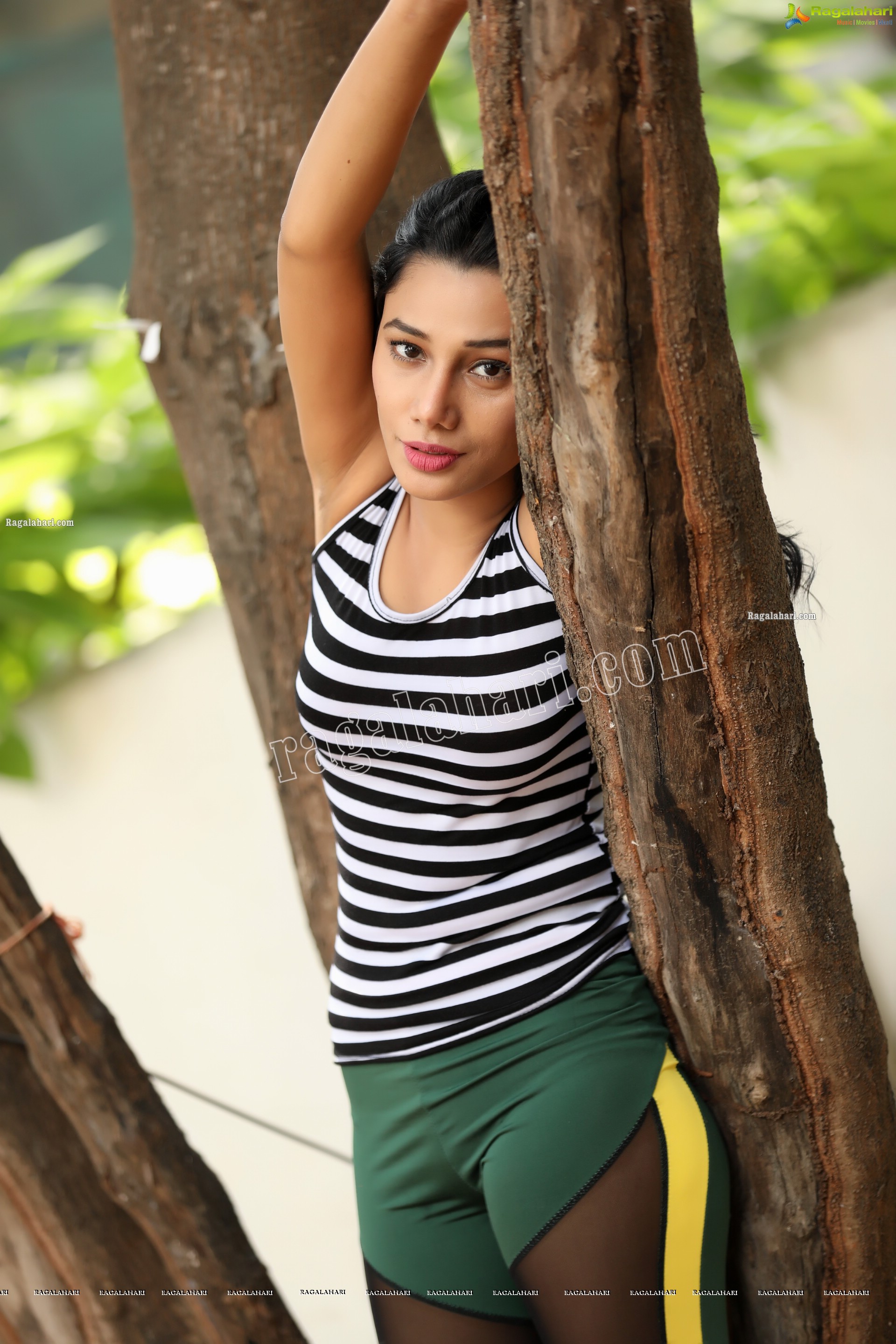 Tueeshaa in Black & White Striped Tank Top Exclusive Photo Shoot