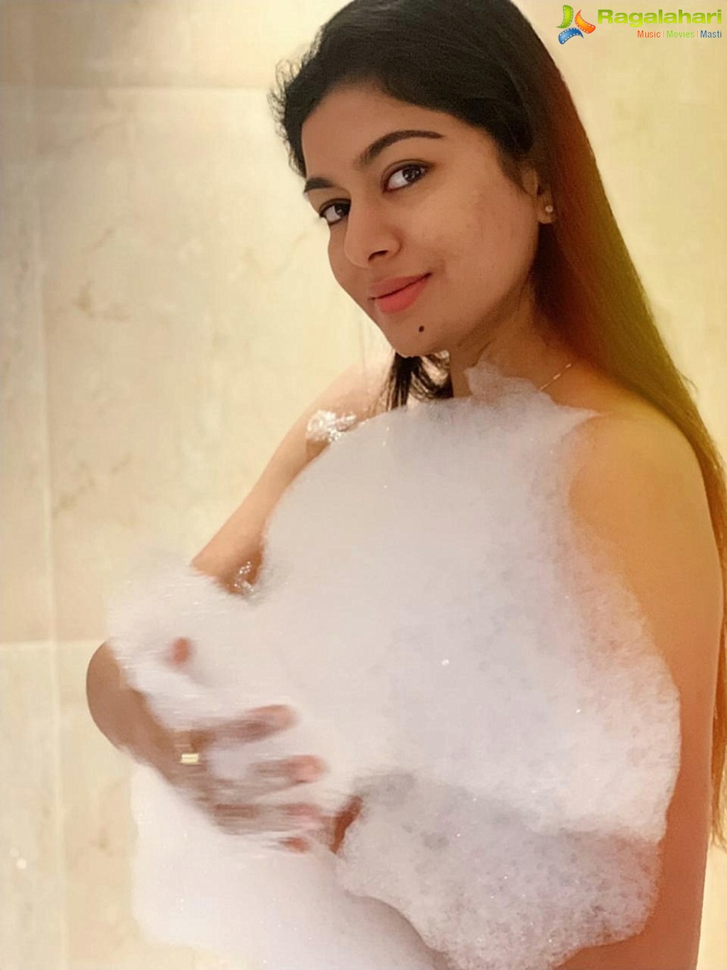 Akshatha Srinivas Taking Bubble Bath, Photo Gallery