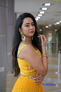 Ameeksha Pawar HD Stills in Yellow Designer Lehenga