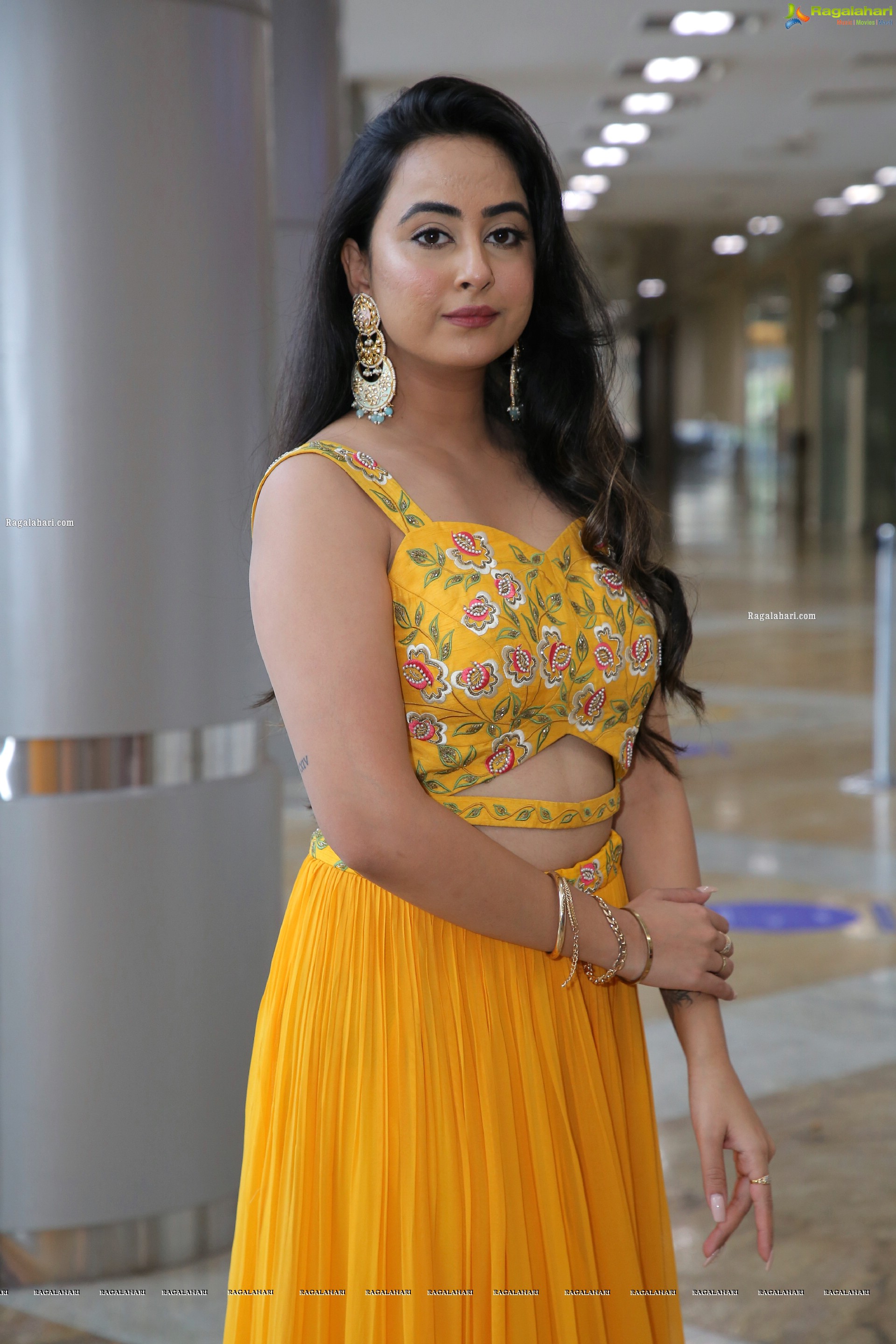 Ameeksha Pawar in Yellow Designer Lehenga, HD Photo Gallery