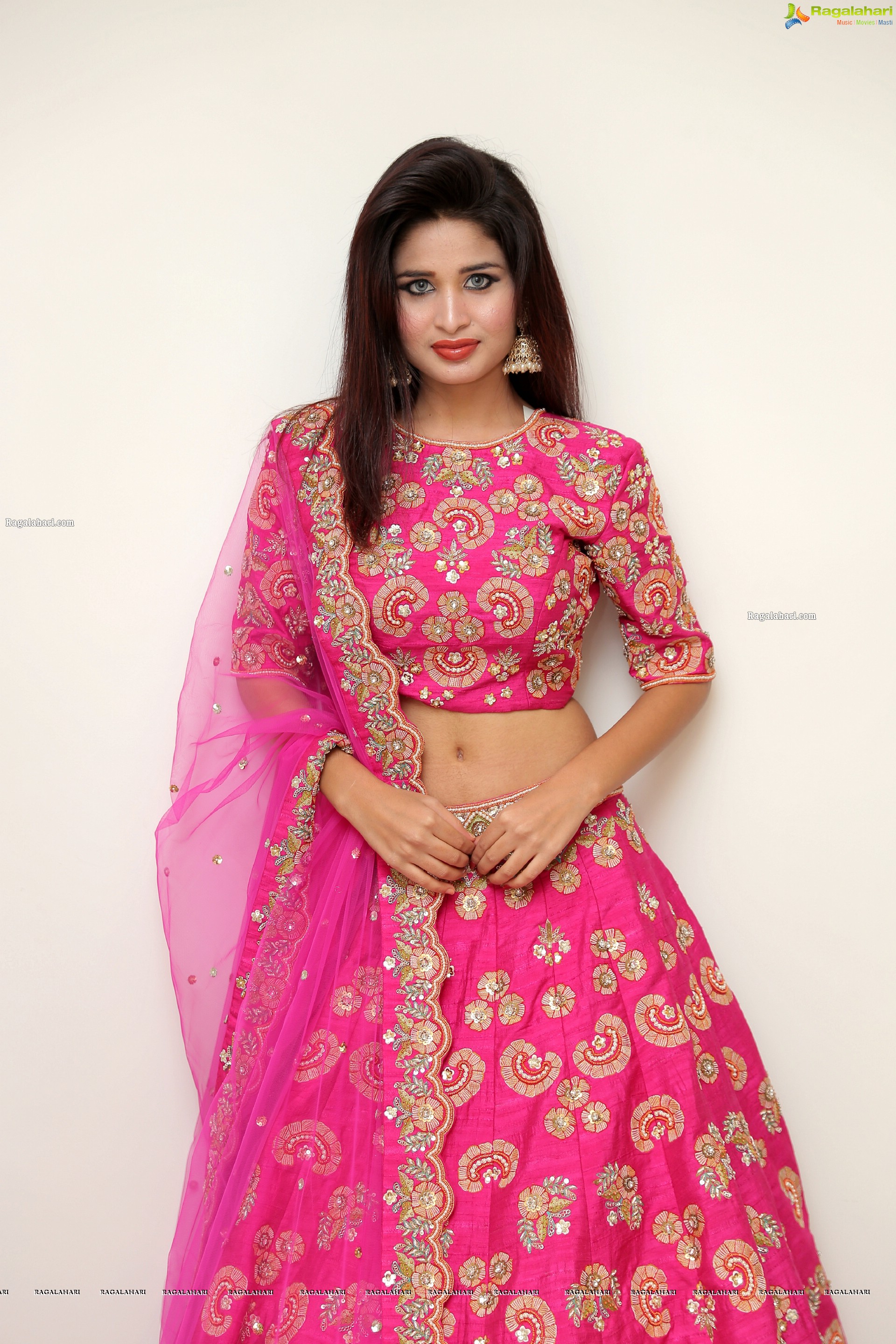 Ishika Roy in Pink Designer Lehenga, HD Photo Gallery