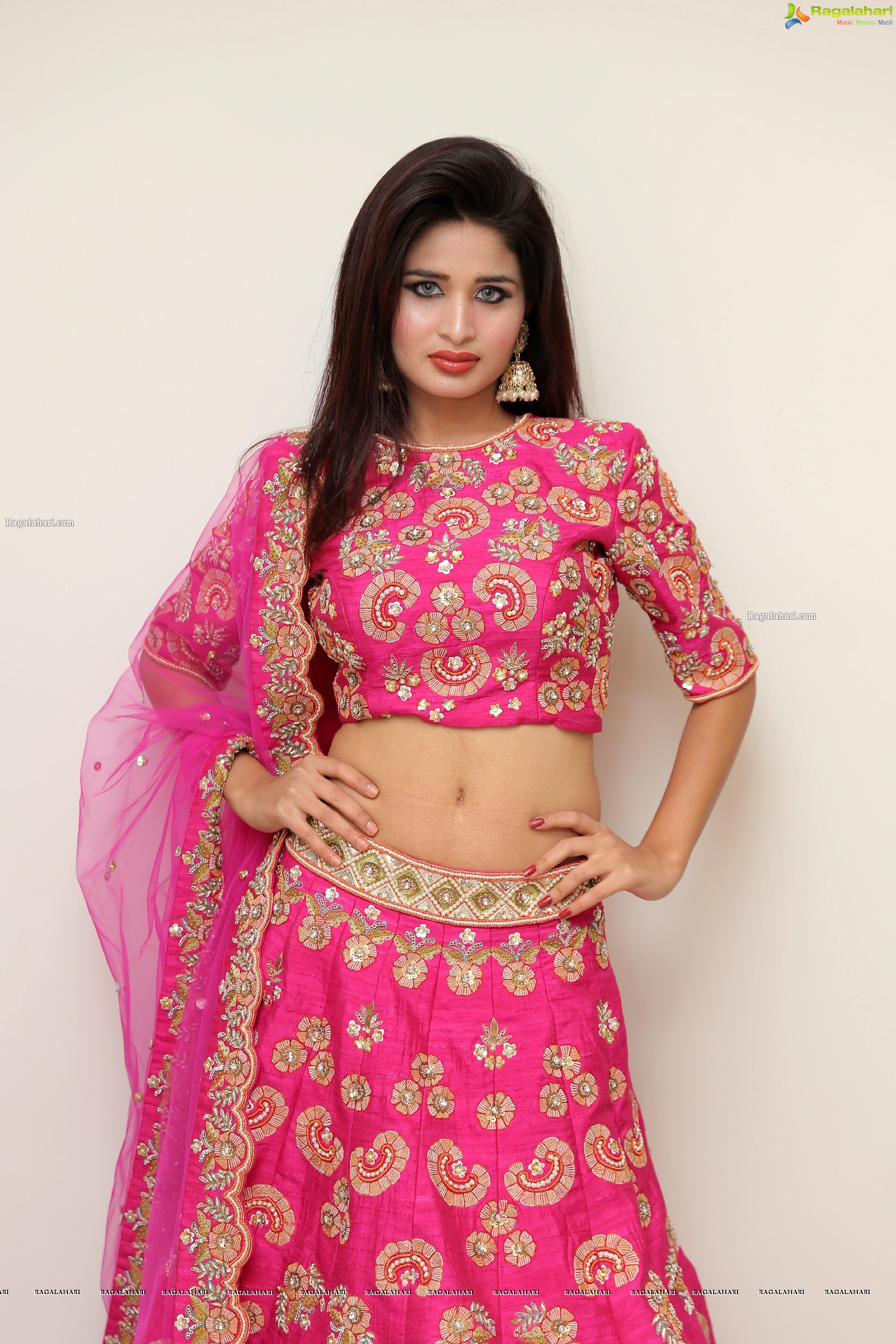 Ishika Roy in Pink Designer Lehenga, HD Photo Gallery