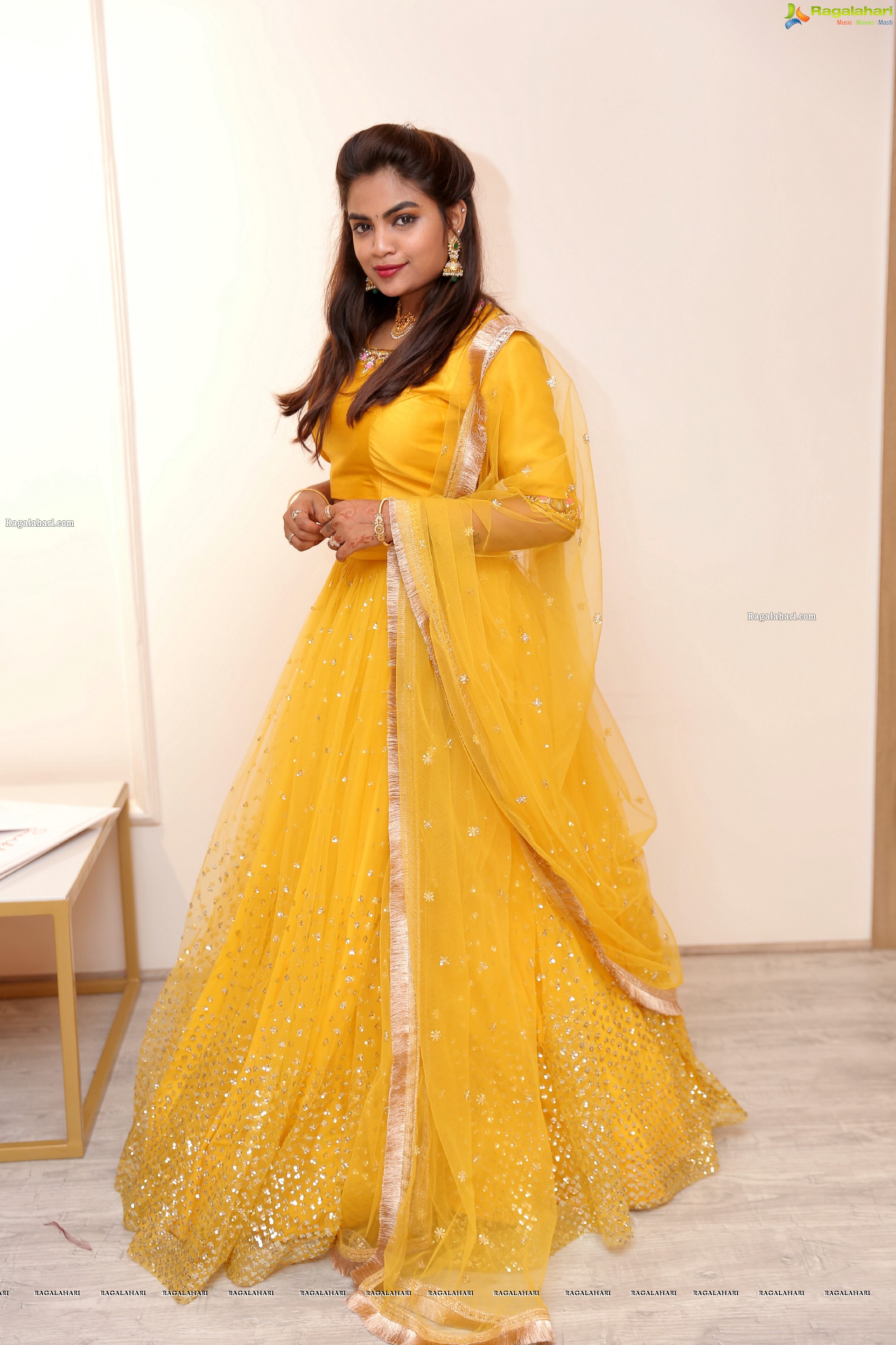 Model Madhu in Yellow Lehenga Choli, HD Photo Gallery