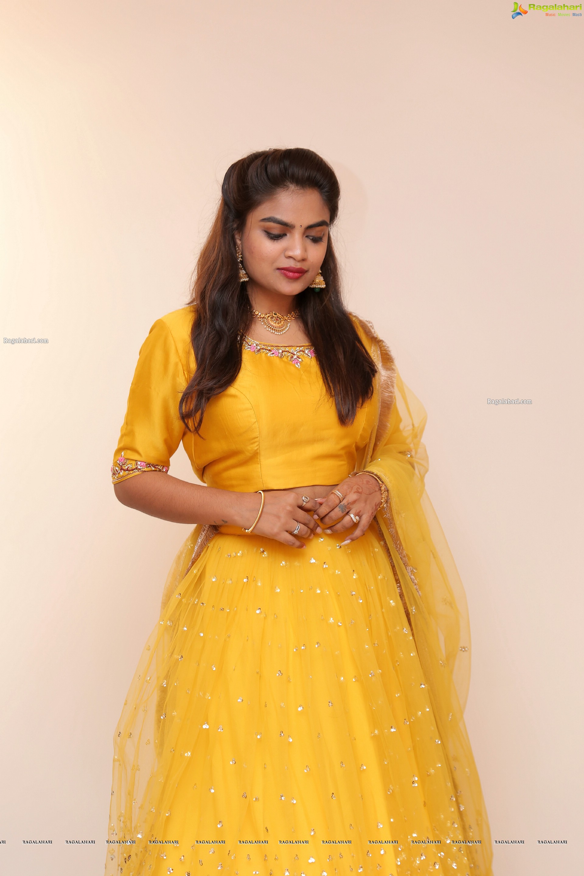 Model Madhu in Yellow Lehenga Choli, HD Photo Gallery