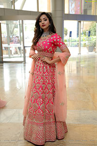 Saanve Megghana in Pink Embellished Lehenga Choli