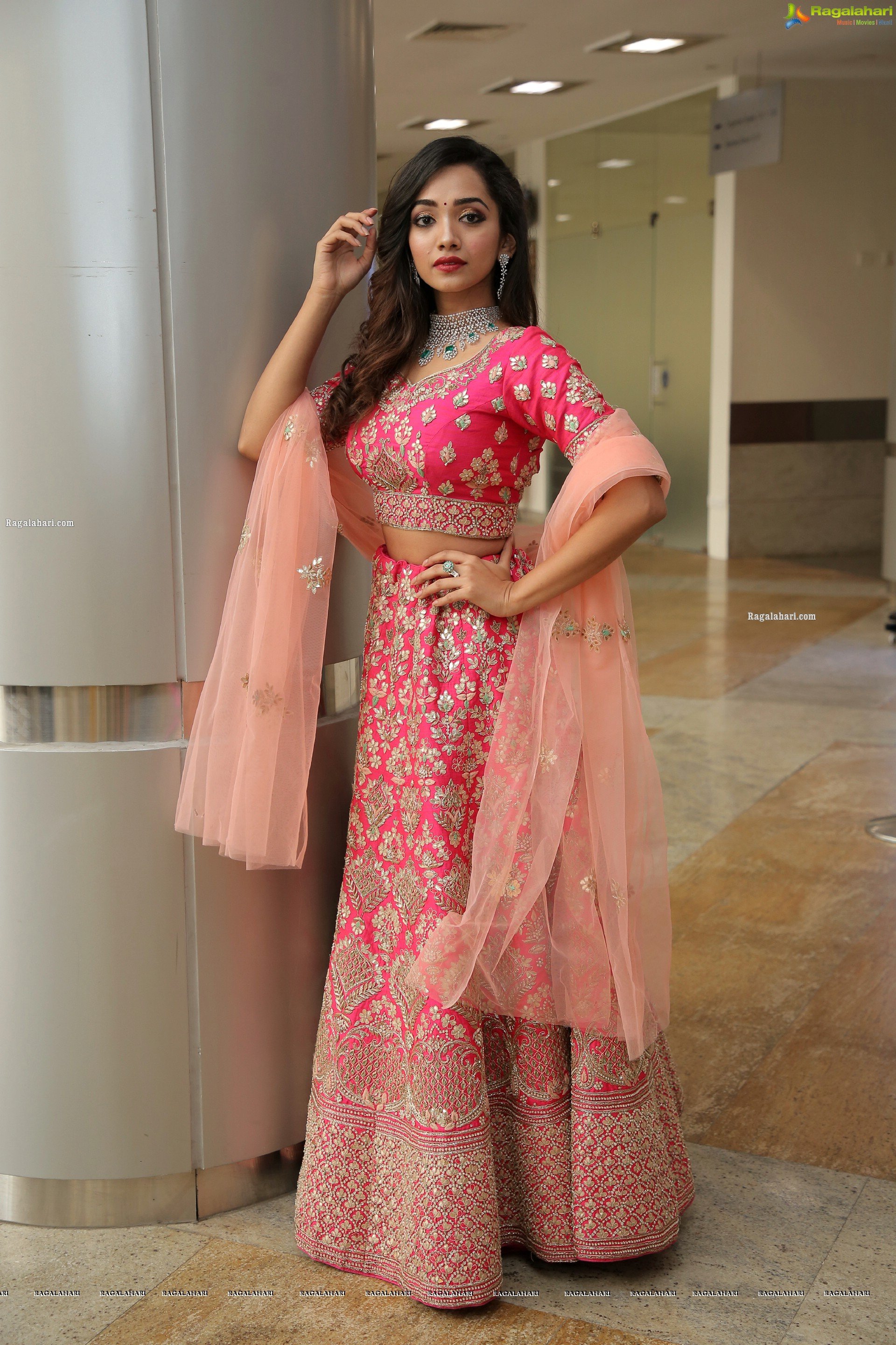 Saanve Megghana in Pink Embellished Lehenga Choli, HD Photo Gallery