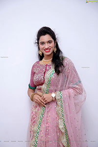 Priyanka Chowdary in Pink Embellished Lehenga, HD Photo Gall