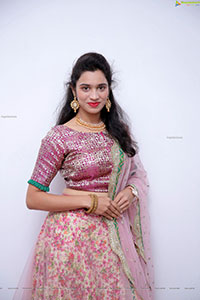 Priyanka Chowdary in Pink Embellished Lehenga, HD Photo Gall