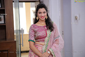 Priyanka Chowdary in Pink Embellished Lehenga, HD Photo Gall