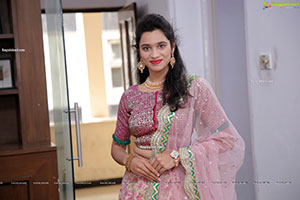 Priyanka Chowdary in Pink Embellished Lehenga, HD Photo Gall