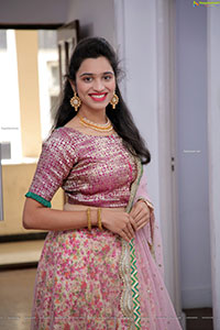 Priyanka Chowdary in Pink Embellished Lehenga, HD Photo Gall