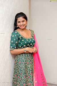 Sahasra Reddy in Green Designer Lehenga Choli