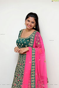 Sahasra Reddy in Green Designer Lehenga Choli