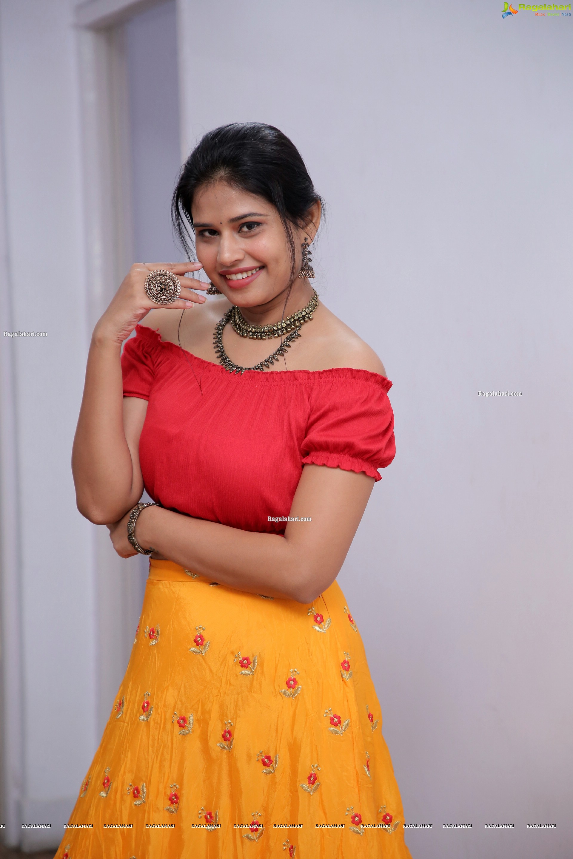 Sahasra Reddy Stills in Yellow Lehenga, HD Photo Gallery