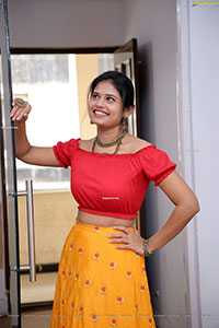 Sahasra Reddy Stills in Yellow Lehenga