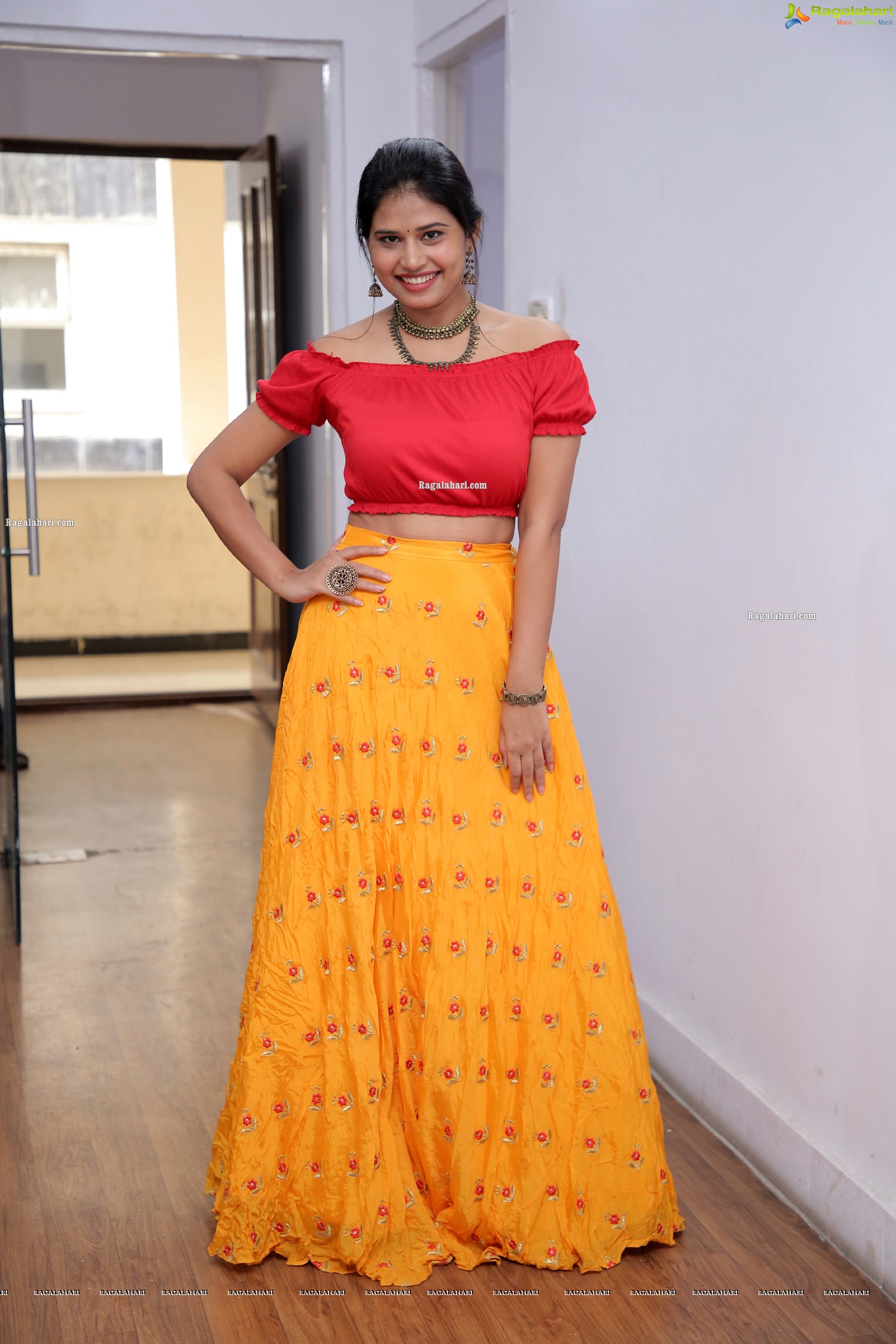 Sahasra Reddy Stills in Yellow Lehenga, HD Photo Gallery