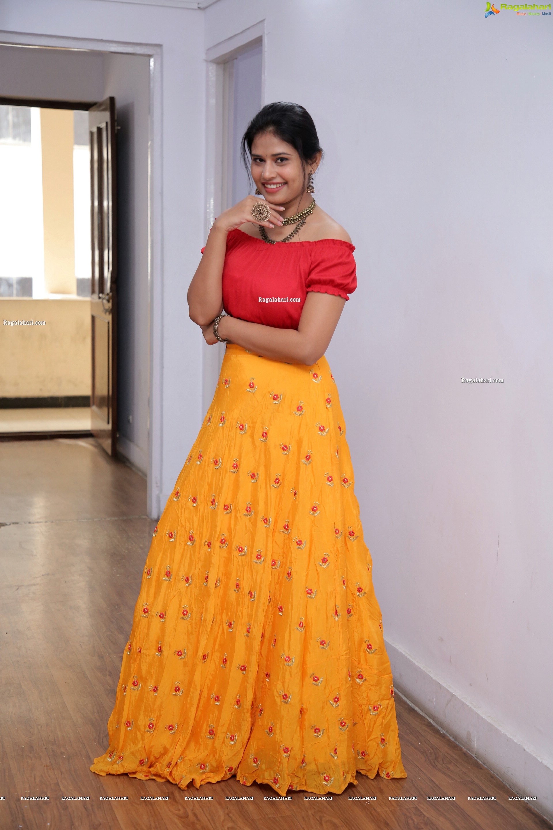 Sahasra Reddy Stills in Yellow Lehenga, HD Photo Gallery