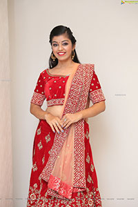 Shruthi Sharma in Red Designer Lehenga