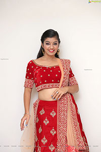 Shruthi Sharma in Red Designer Lehenga