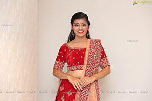 Shruthi Sharma in Red Designer Lehenga