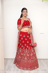 Shruthi Sharma in Red Designer Lehenga