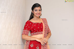 Shruthi Sharma in Red Designer Lehenga