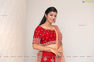 Shruthi Sharma in Red Designer Lehenga