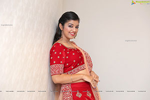 Shruthi Sharma in Red Designer Lehenga