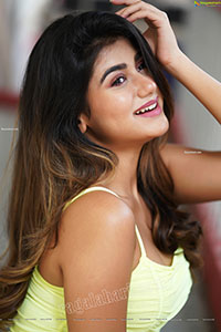 Prantika Das in Yellow Crop Top and Denim Shorts