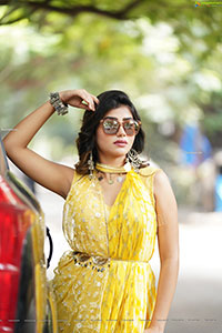 Prantika Das in Yellow Designer Dress