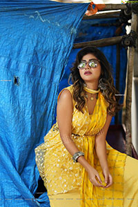 Prantika Das in Yellow Designer Dress