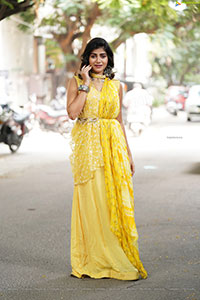 Prantika Das in Yellow Designer Dress