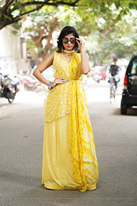 Prantika Das in Yellow Designer Dress