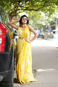 Prantika Das in Yellow Designer Dress