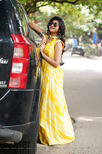 Prantika Das in Yellow Designer Dress