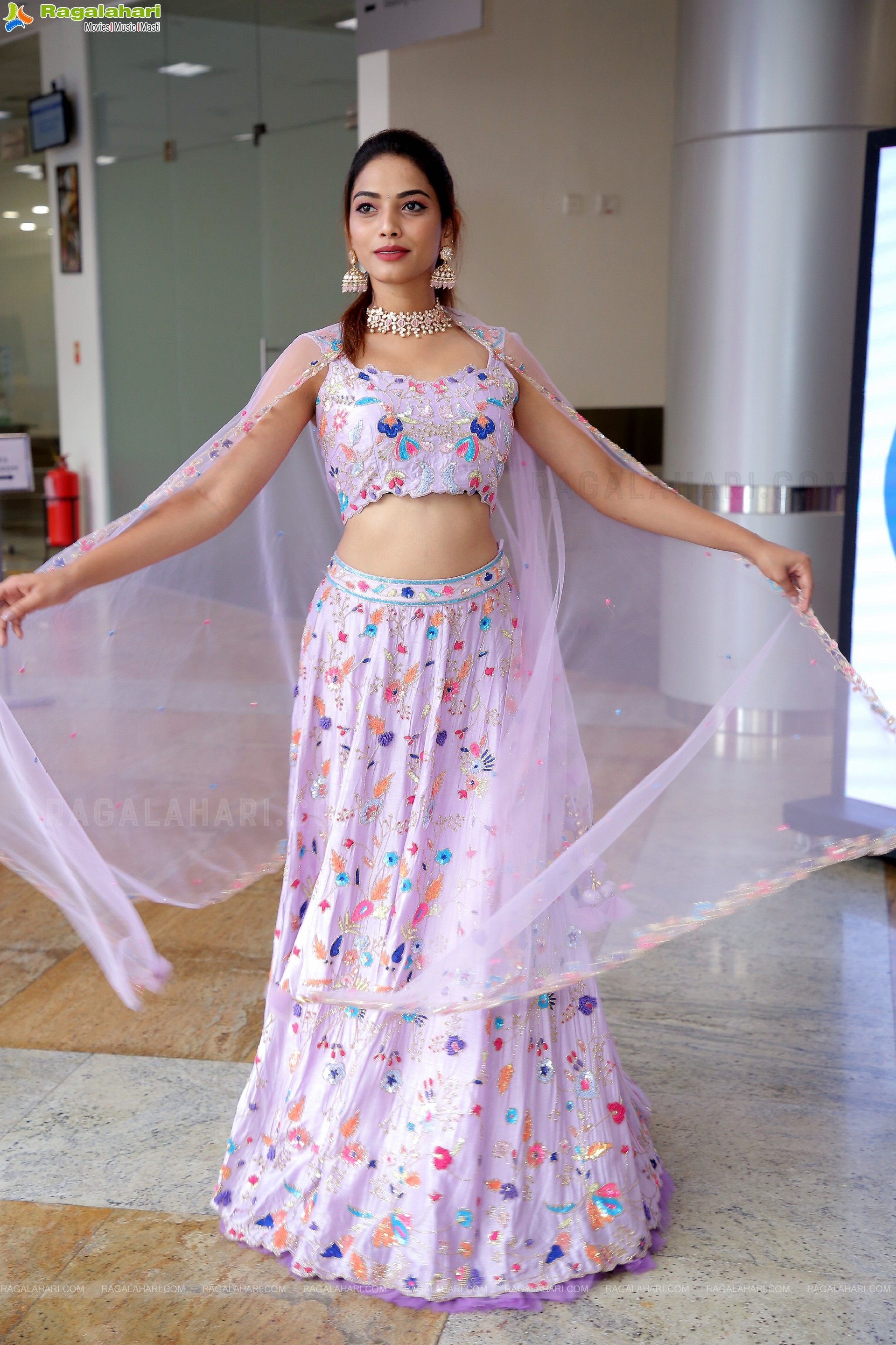 Harshini Balla In Pink Designer Lehenga, HD Photo Gallery