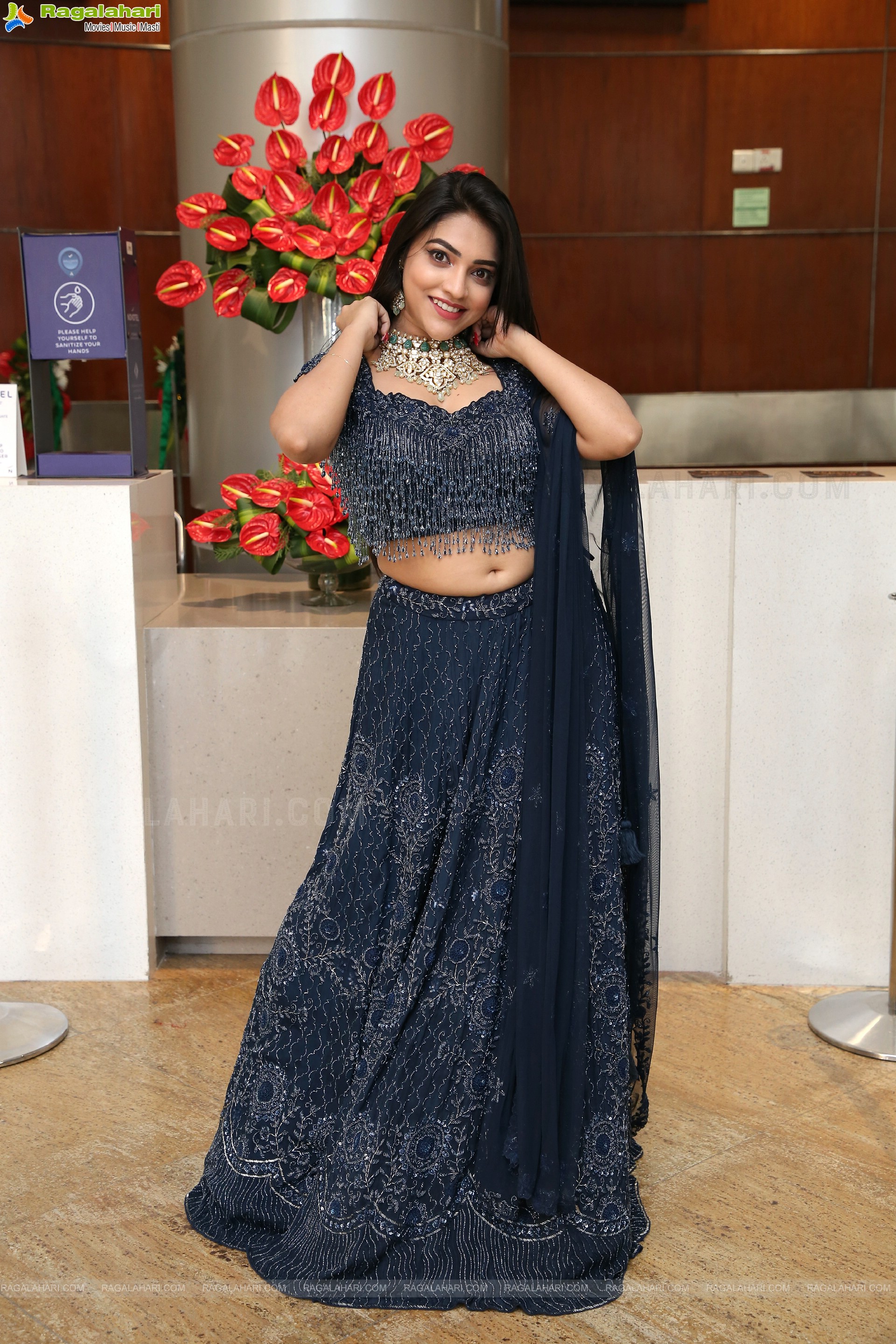 Ishwarya Vullingala In Blue Designer Lehenga Choli, HD Photo Gallery