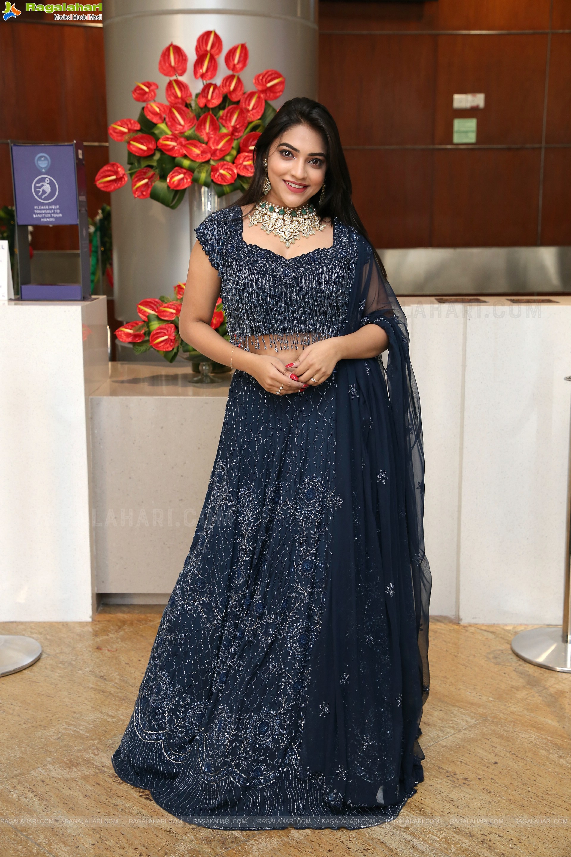 Ishwarya Vullingala In Blue Designer Lehenga Choli, HD Photo Gallery