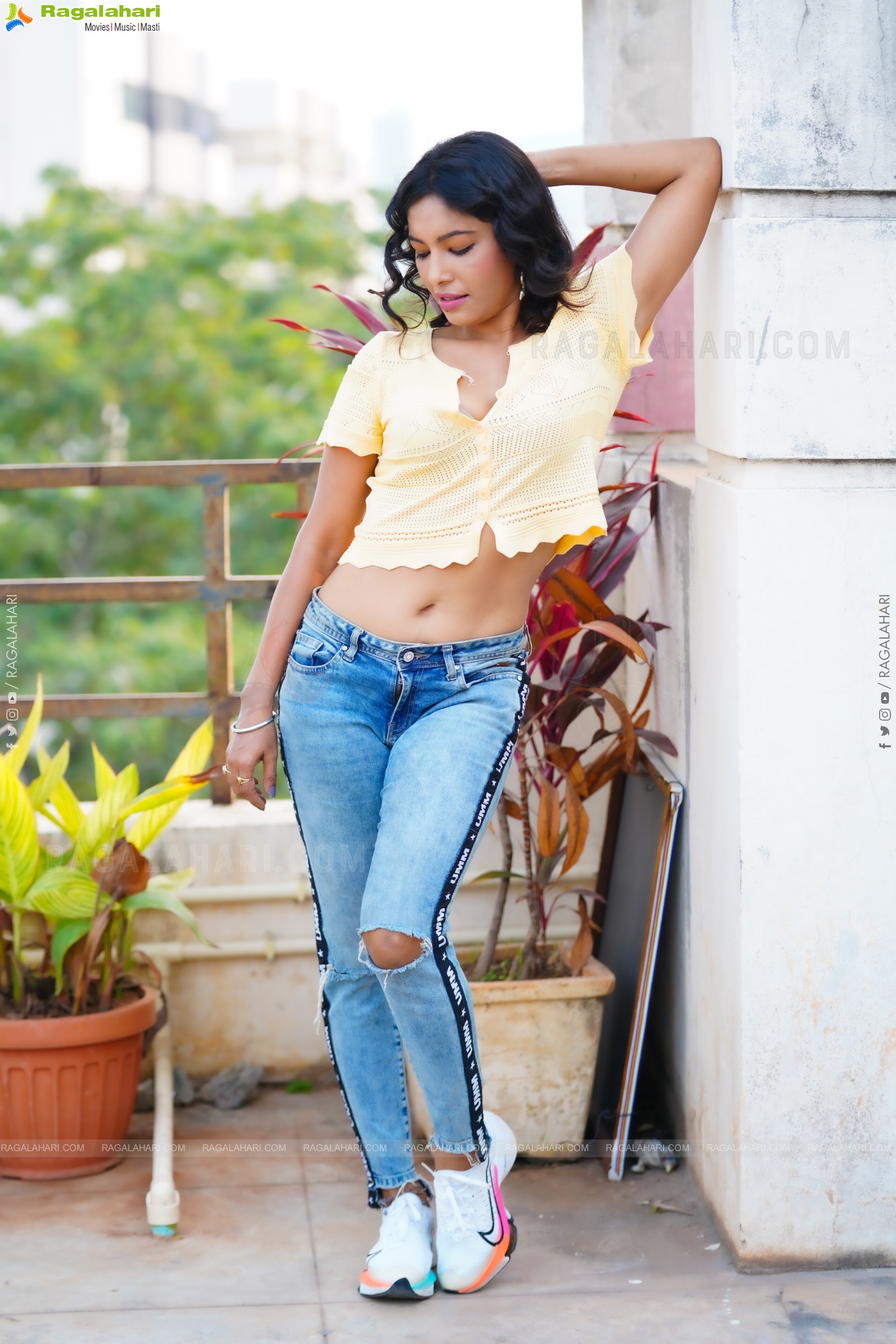 Ankita Bhattacharya in Yellow Crop Top and Jeans Pant, Exclusive Photoshoot