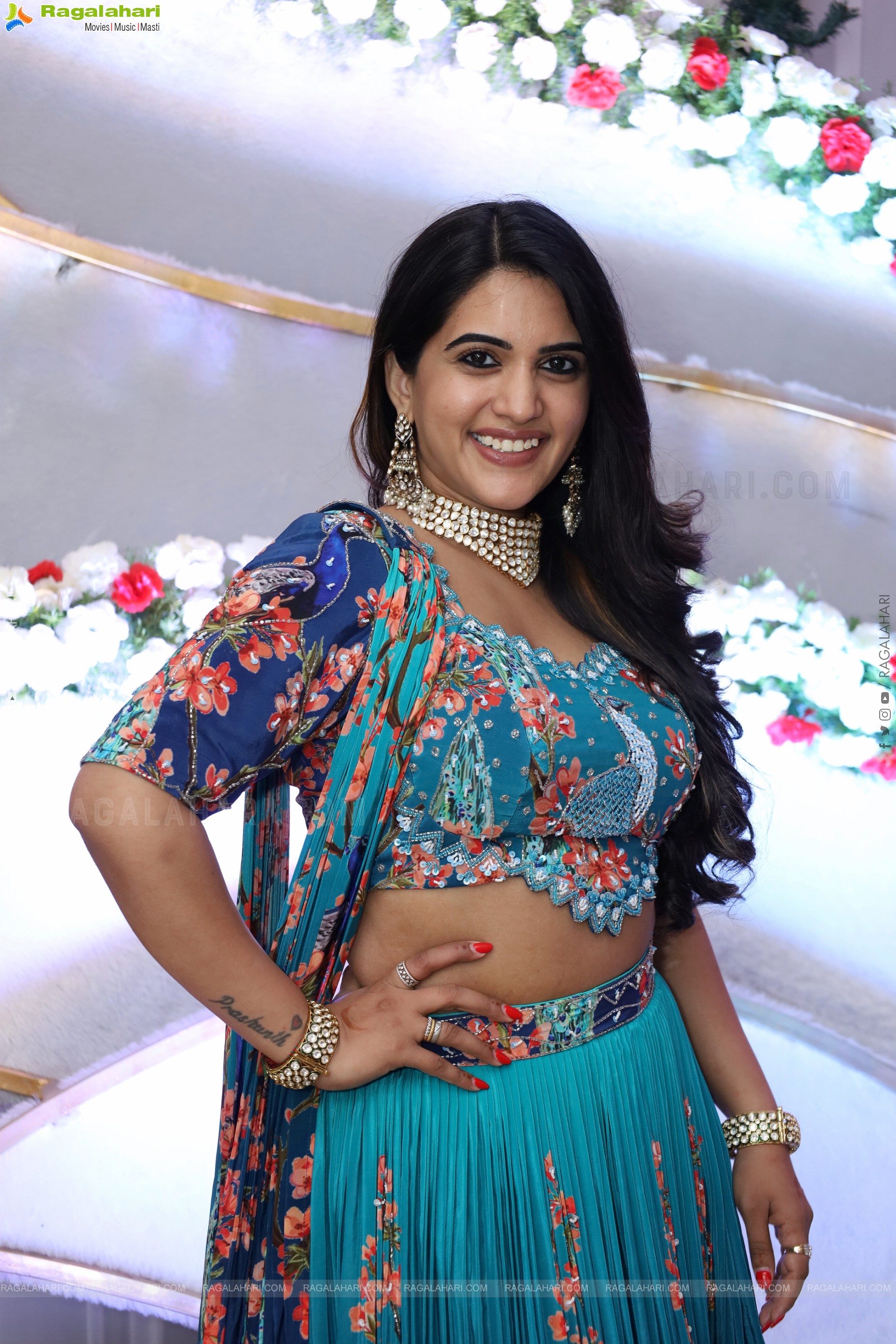 Sravanthi Chokarapu in Elegant Silk Lehenga Choli, HD Gallery