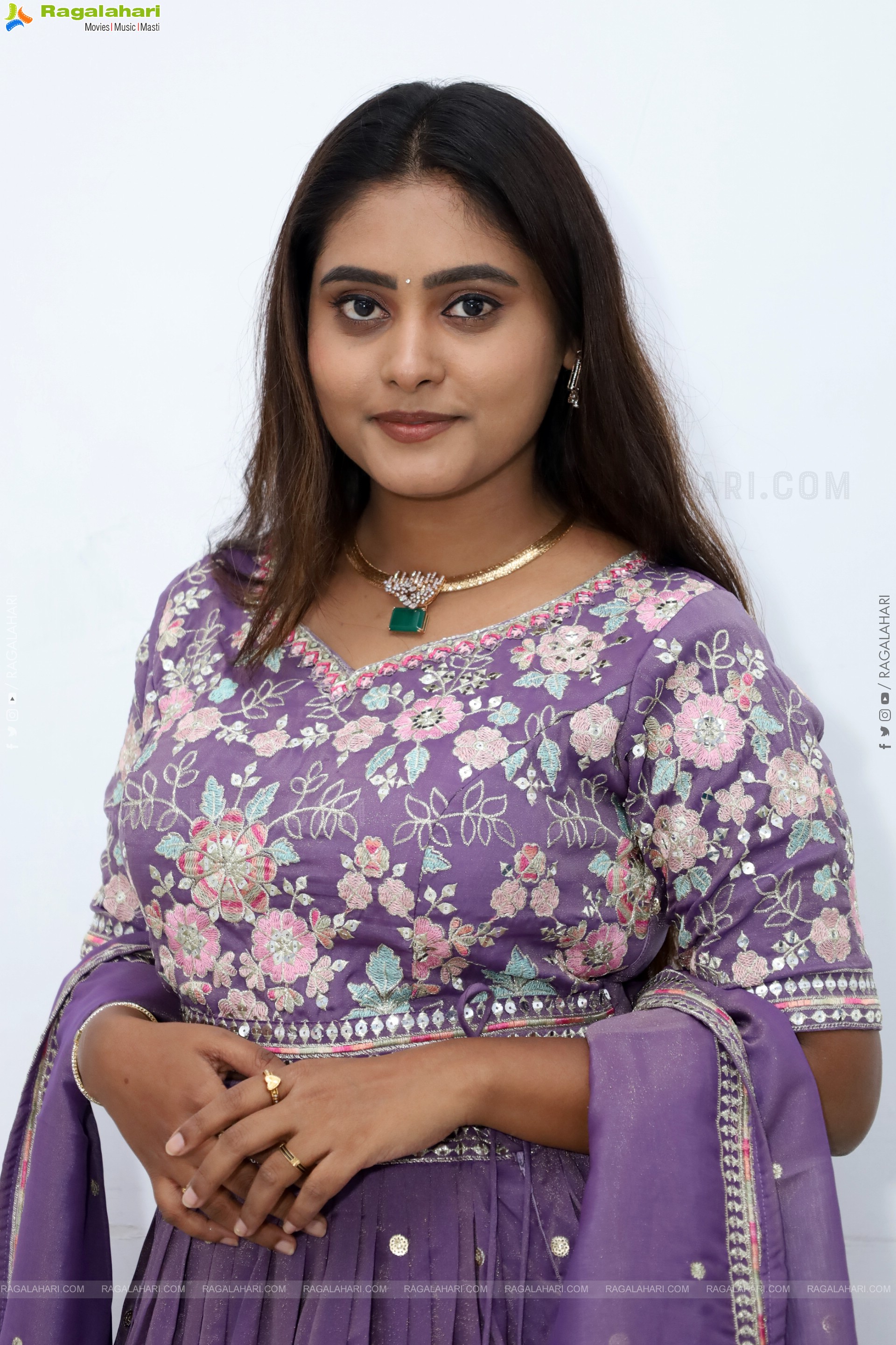 Bindhu Krishna stills in Purple Colour Lehenga Choli, HD Gallery