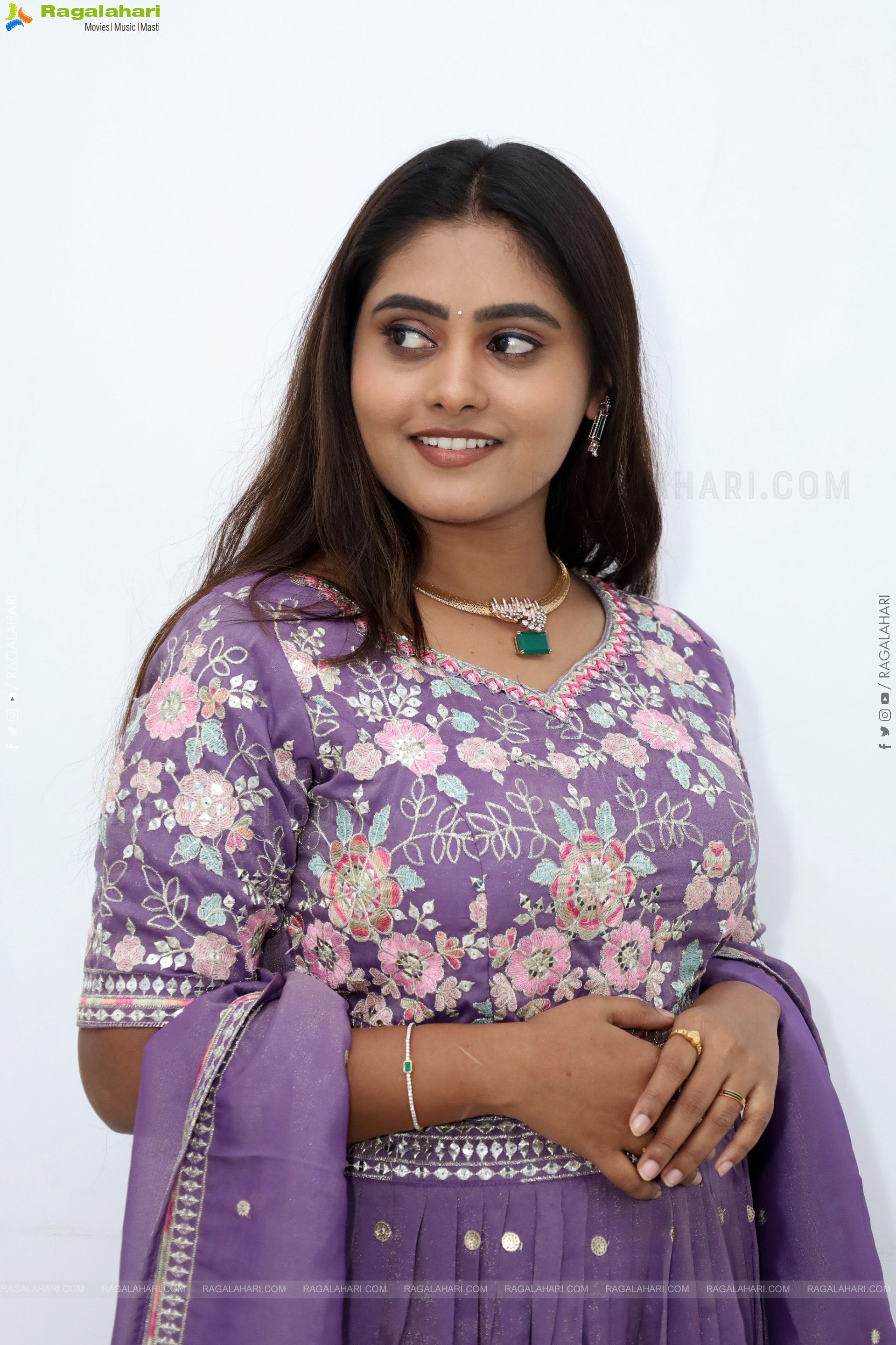 Bindhu Krishna stills in Purple Colour Lehenga Choli, HD Gallery