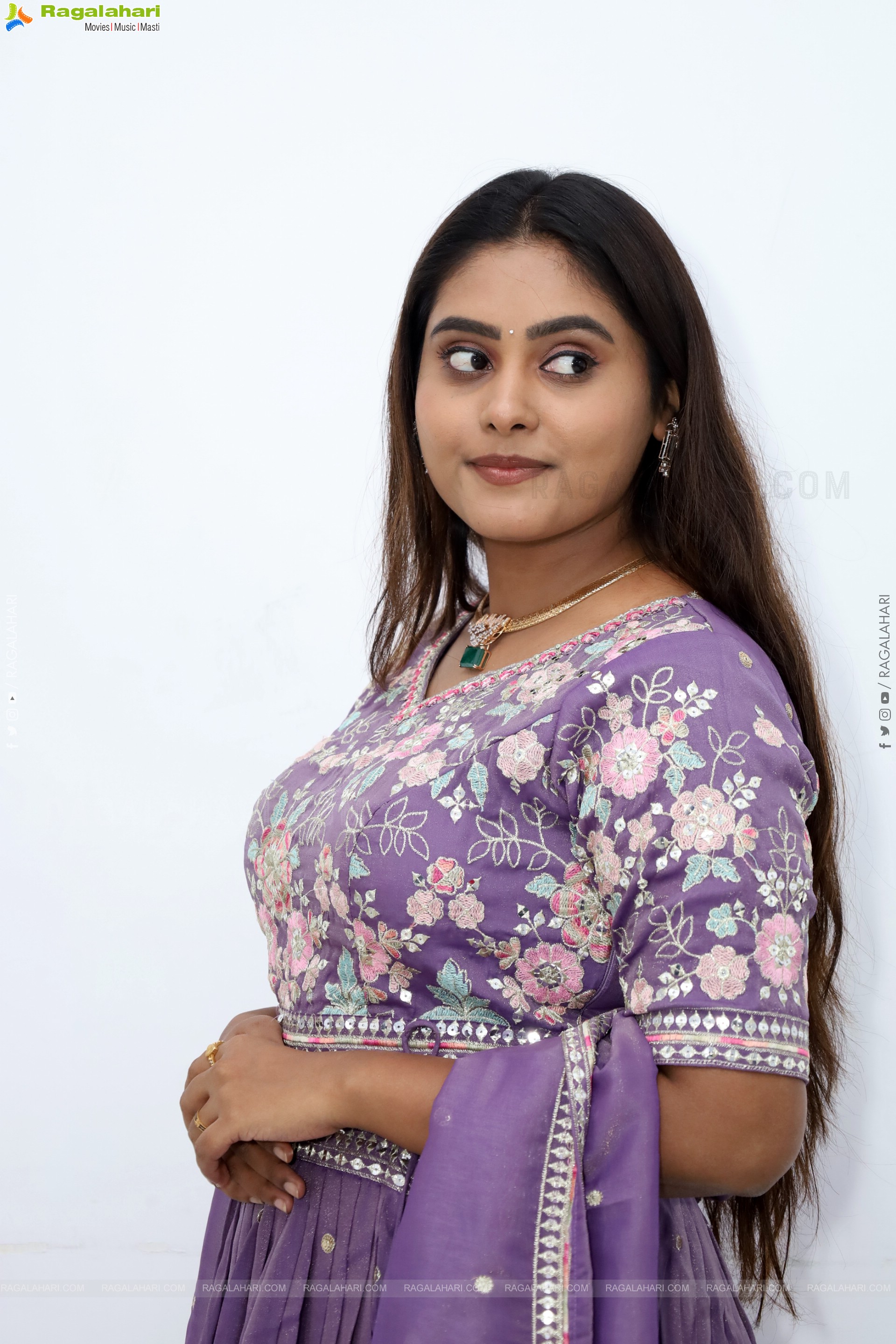 Bindhu Krishna stills in Purple Colour Lehenga Choli, HD Gallery