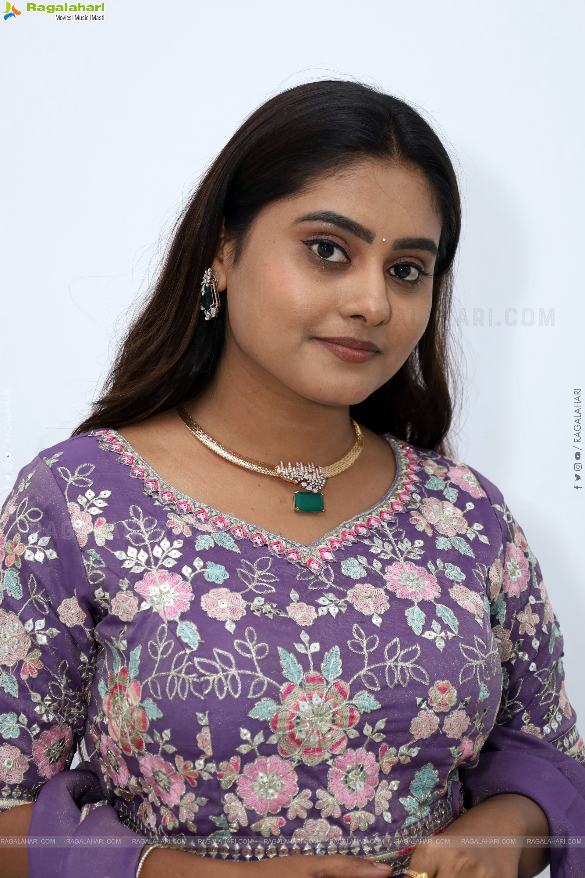 Bindhu Krishna stills in Purple Colour Lehenga Choli, HD Gallery