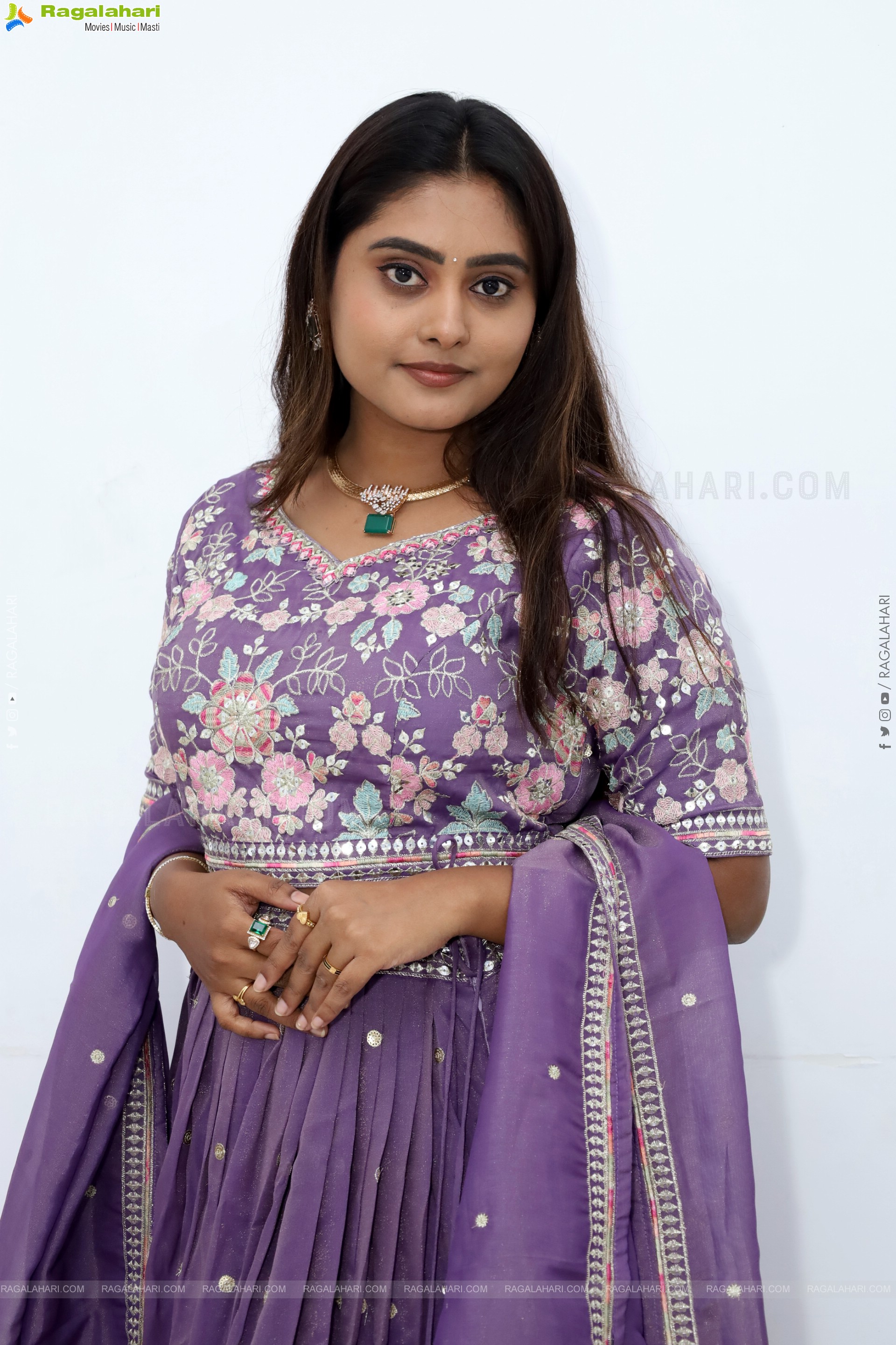 Bindhu Krishna stills in Purple Colour Lehenga Choli, HD Gallery
