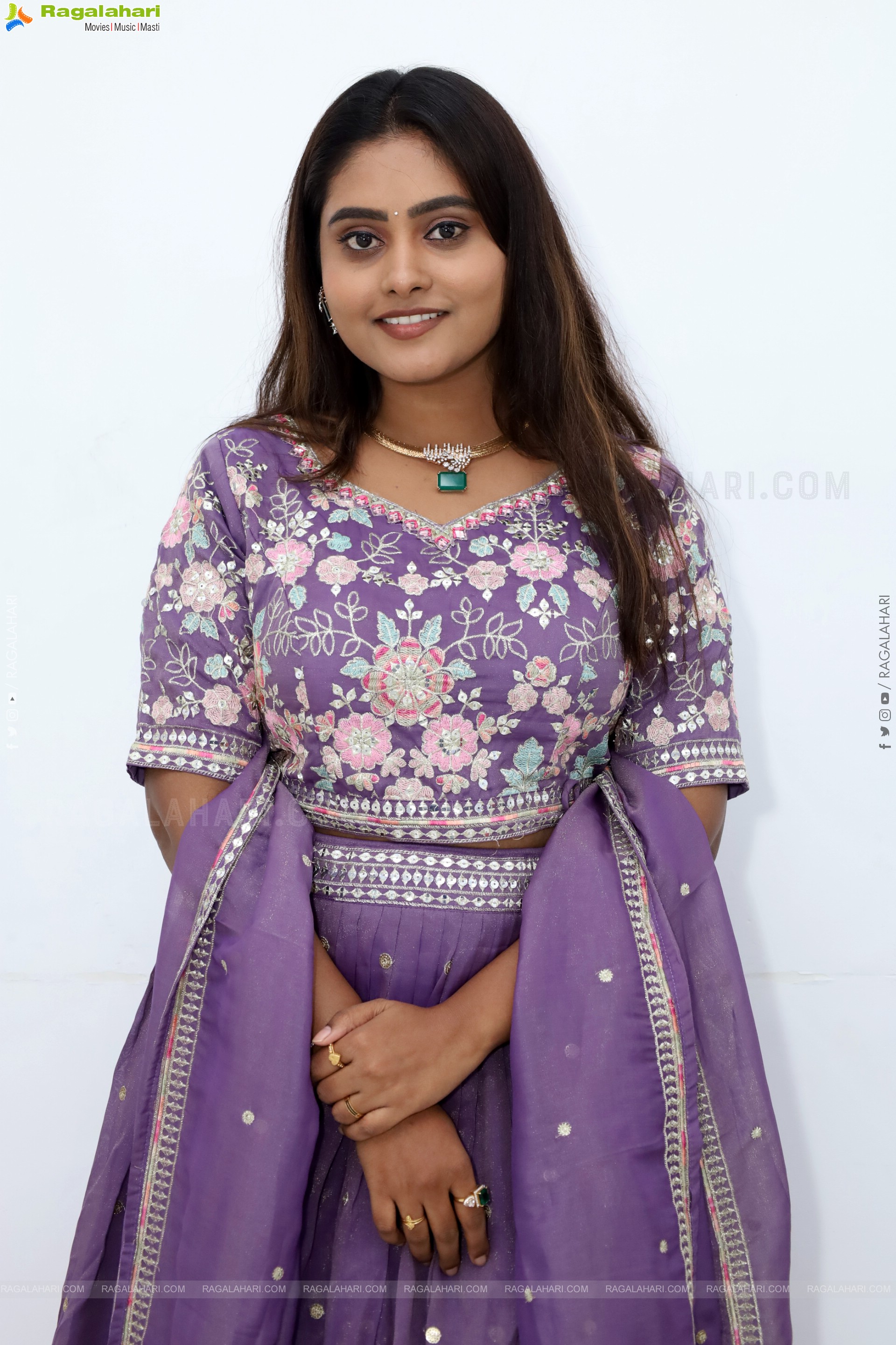 Bindhu Krishna stills in Purple Colour Lehenga Choli, HD Gallery