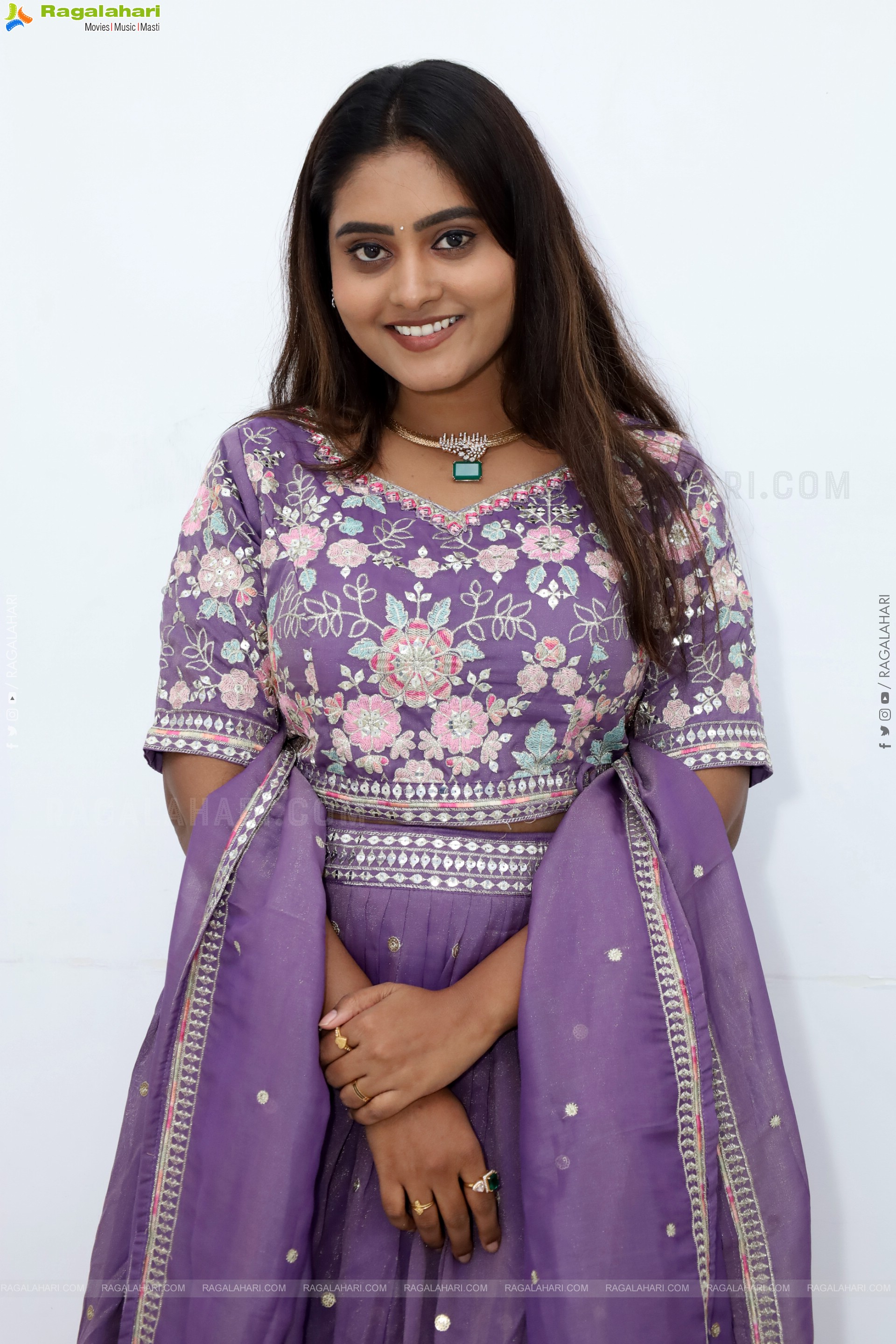 Bindhu Krishna stills in Purple Colour Lehenga Choli, HD Gallery